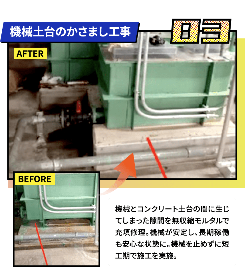機械土台のかさまし工事