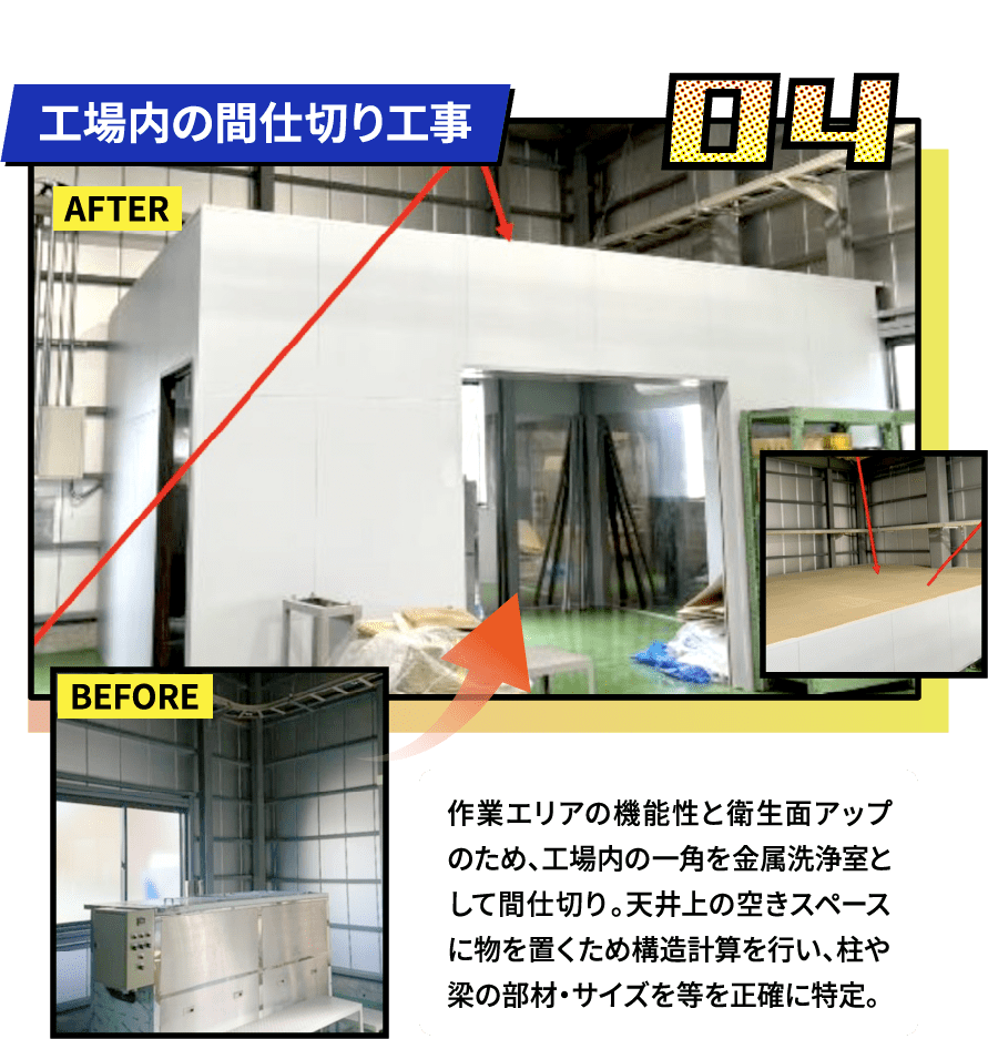 工場内の間仕切り工事